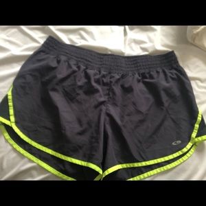 Charcoal grey/ yellow running shorts